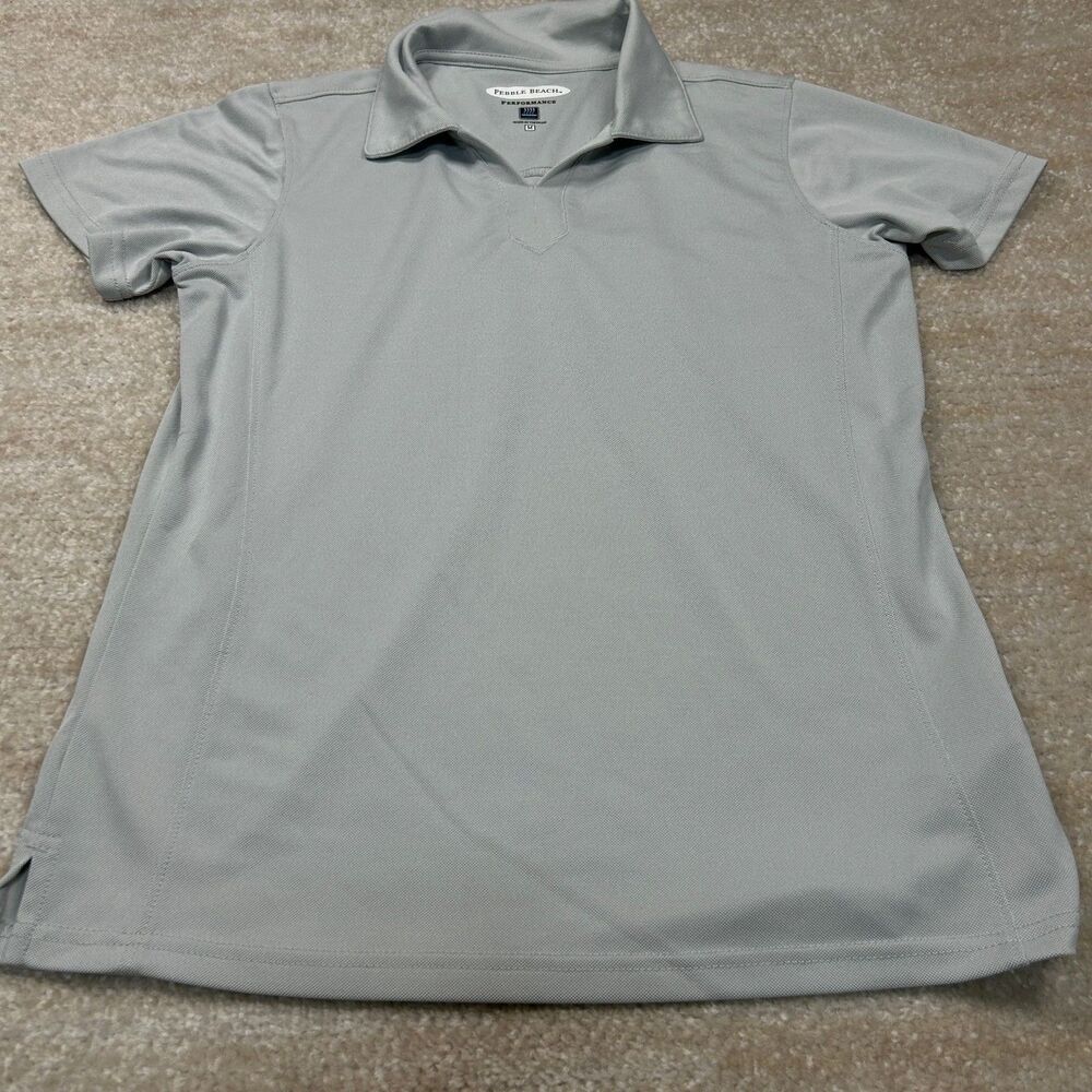 Pebble Beach Polo Mens M Performance Short Sleeve Golf Shirt Gray Breathable